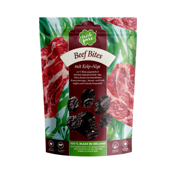 Frontales BIld einer Packung Beef Bites, Irish Pure