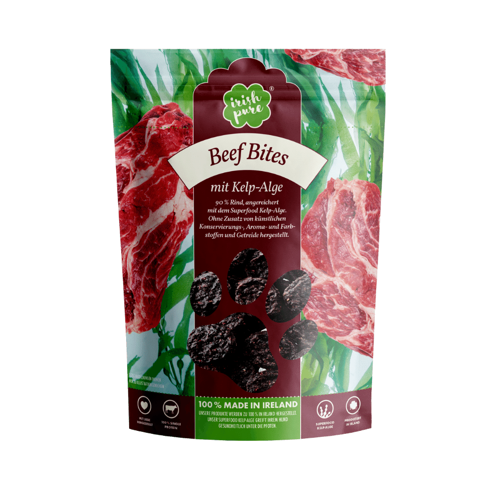 Frontales BIld einer Packung Beef Bites, Irish Pure
