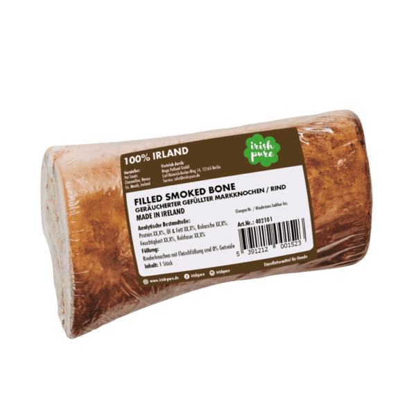 Frontales Bild eines verpackten Filled Smoked Bones.