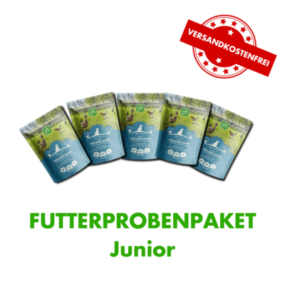 Junior Futterprobenpaket mit 5 Proben. Lieferung für diese ist versandkostenfrei.