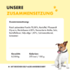 Auflistung über die Zusammensetzung von Shiny Coat und Angaben zu Gewicht und Kalorien des Inhalts.