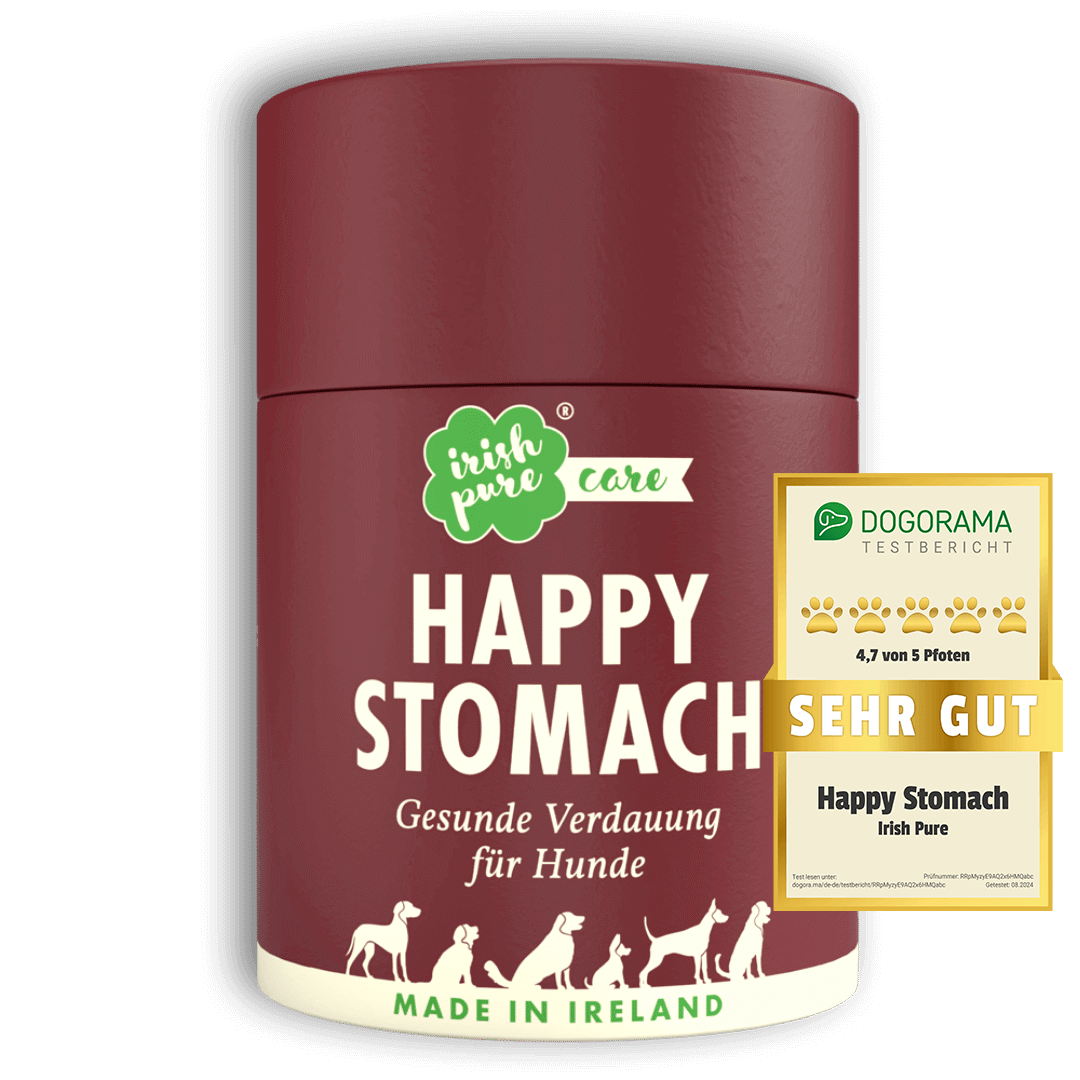 Happy Stomach von Irish Pure wurde von "DOGORAMA" mit 4,7 von 5 Pfoten als "sehr gut" bewertet.